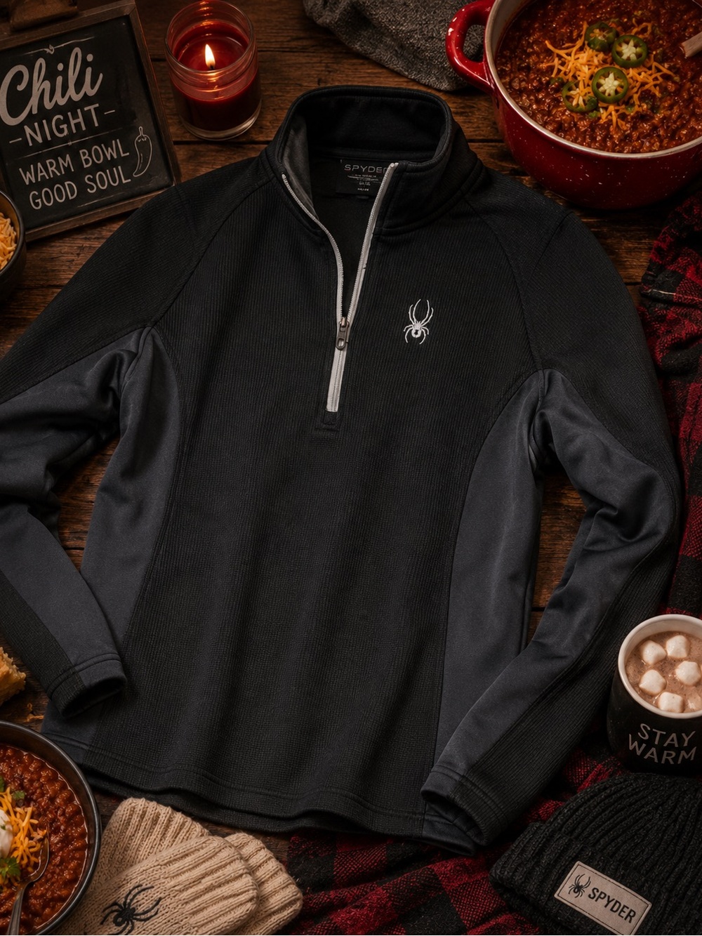 SKI READY Spyder Black Pullover with Logo